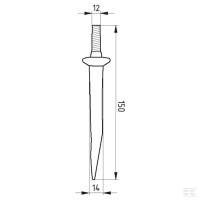 Zęby brony polowej - proste - M12, 14x150 mm - kup online!